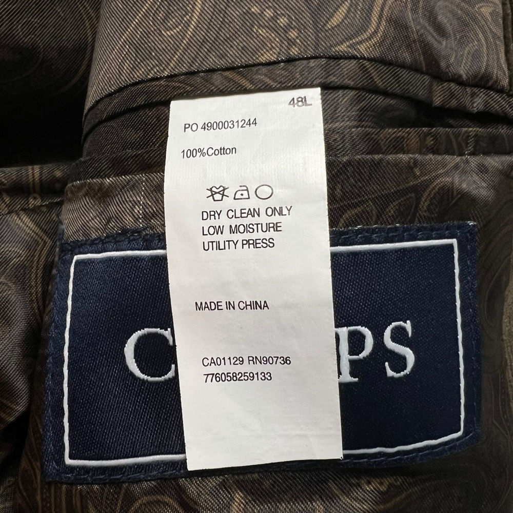 Chaps Corduroy Sport Coat Blazer Men's SZ 48 Long Brown Two Button Lined Fall - Picture 4 of 13